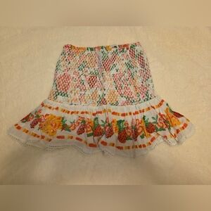 Farm Rio Off-White Flowerful Sketch Mini Skirt, XXS
